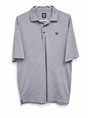 FootJoy FJ Gray Black Striped Polo Shirt Men’s Golf Performance Size XL